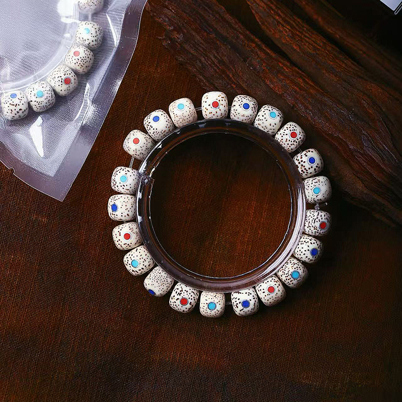 天然星月菩提子镶嵌款老型珠款手链 男女款文玩菩提子手串饰品