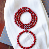 朱砂紫晶砂圆珠手链 红朱砂原矿紫晶砂情侣款 手链饰品礼物