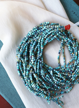 天然原矿绿松石链子原矿天然无优化绿松石小米珠半成品长条