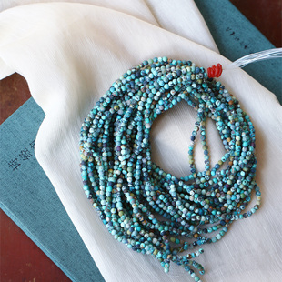 天然原矿绿松石链子原矿天然无优化绿松石小米珠半成品长条