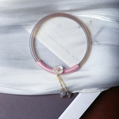 天然白玛瑙原创搭配叮当细条飘花