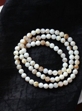 天然贝壳圆珠款三圈手链