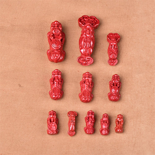 保真朱砂如意貔貅配件高含量帝王砂貔貅吊坠手链钥匙扣diy配饰