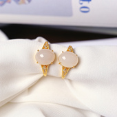 戒圈饰品礼物 简约款 天然和田玉羊脂白玉裸石纯银镶嵌款 戒指女款