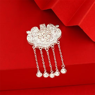 999纯银天子门生流苏锁包掐丝款吊坠 女款国风系列足银挂坠饰品