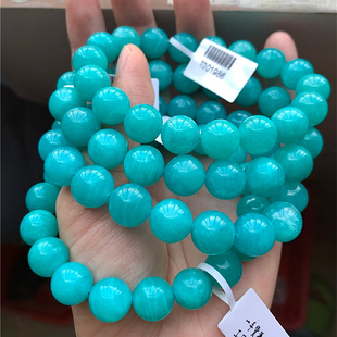 天然莫桑比克老矿天河石圆珠款手链 女款冰透水晶手链饰品