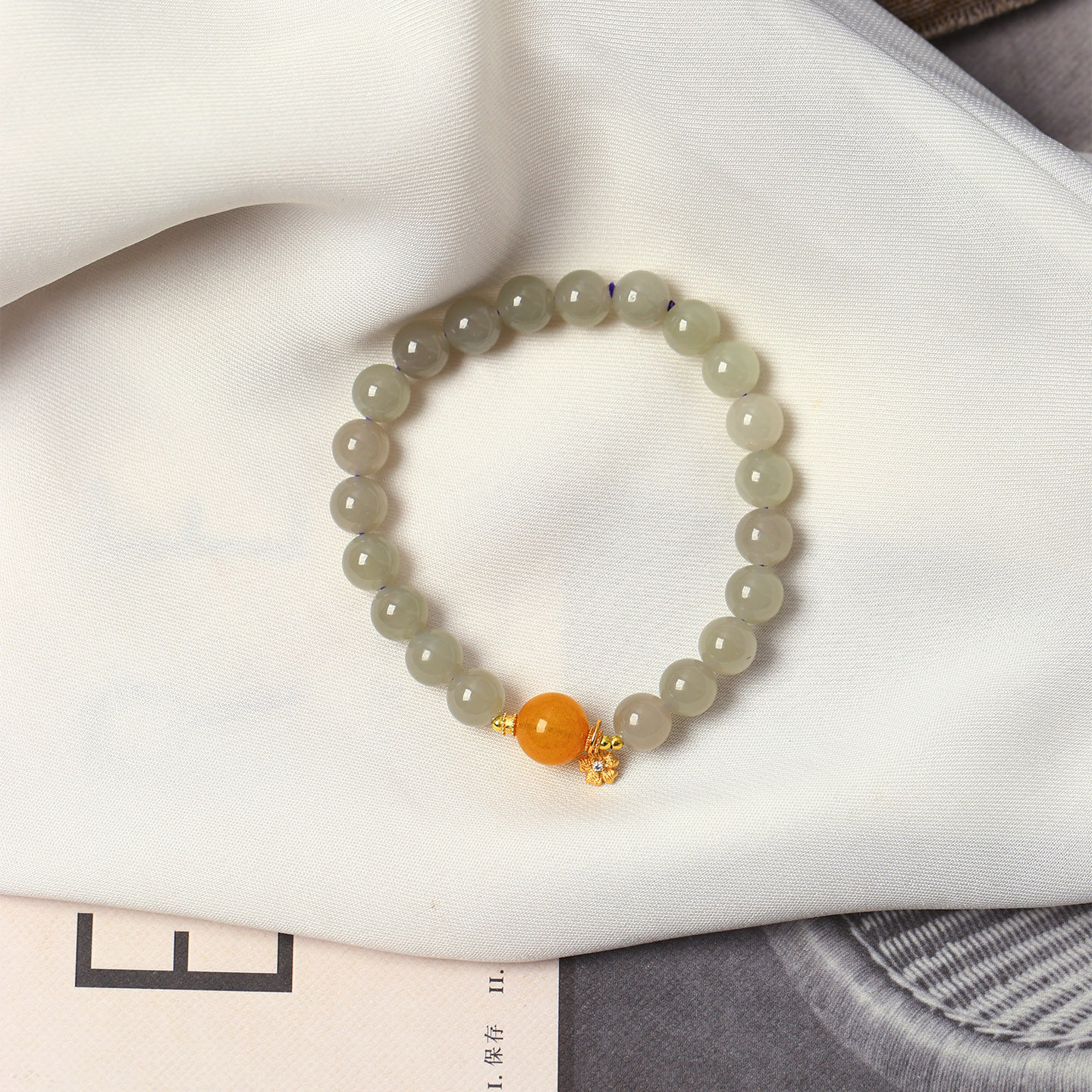 天然和田玉冰料烟灰圆珠原创搭配款手链 女款玉石手串饰品礼物,珠宝/钻石/翡翠,手饰,淘宝优惠券,粉丝福利购,淘宝优惠卷
