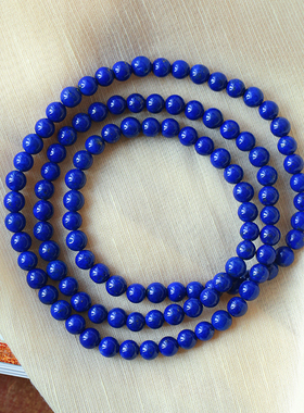 精品天然老矿青金石三圈手链