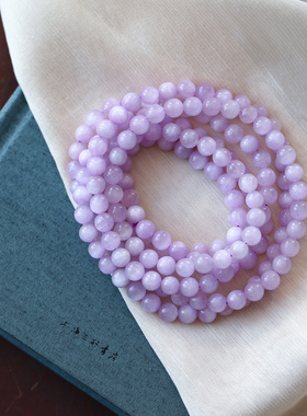 天然紫锂辉圆珠款三圈手链 女款浅紫色系水晶多圈手串饰品礼物