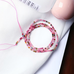 天然碧玺散珠切面2mm小珠子DIY配饰半成品散珠天然水晶圆珠流苏