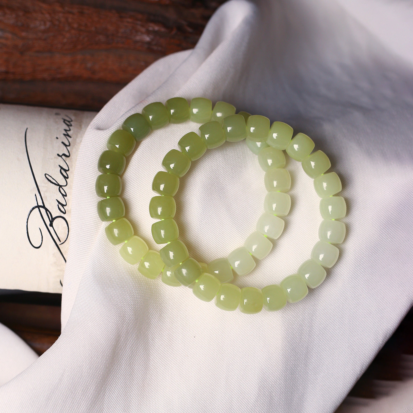 天然和田玉黄口料渐变色直切款单圈手链 男女款玉石手串饰品