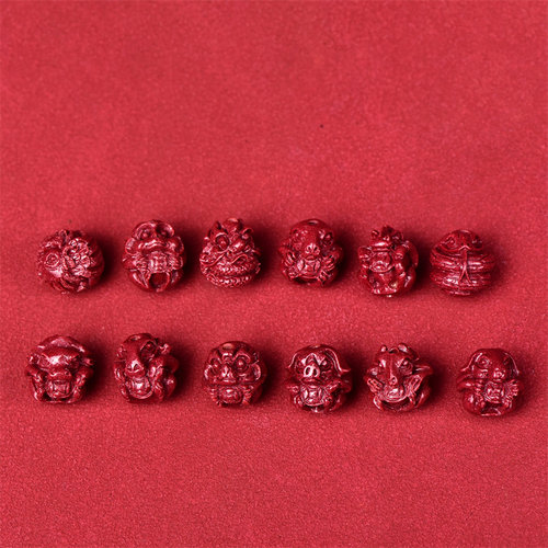 紫金砂晶体砂高含量朱砂 10mm十二生肖隔珠圆珠散珠 DIY手链配件