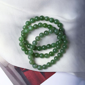 玉石冰料水透款 女款 手串饰品 单圈手链 天然和田玉俄料碧玉圆珠款