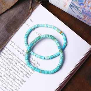 男女绿松石手串饰品 单圈手链 精品 天然原矿绿松石直切雕刻陨石款