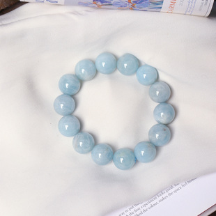 新春福利价 天然水晶海蓝宝润蓝款单圈手链 男女款海蓝宝饰品