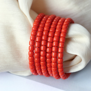 红色水晶饰品礼物 女款 烤色意大利南红直切款 单圈手链