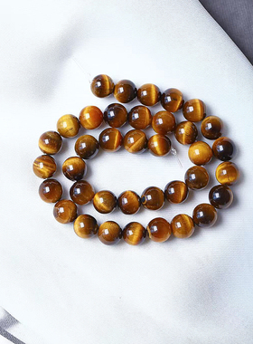 DIY手工水晶手链配件材料 4-14mm天然黄虎眼串珠散珠子虎眼石