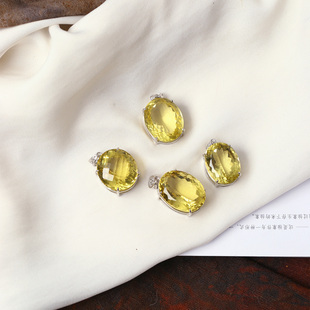 女款 吊坠 彩宝挂坠饰品 天然黄水晶大克拉裸石纯银镶嵌款 精品彩宝