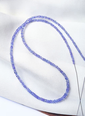 精品彩宝 天然彩宝坦桑石素面盘珠款项链 女款宝石颈链锁骨链