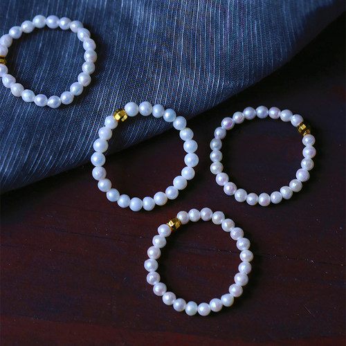 天然淡水珍珠圆原创款指环戒圈