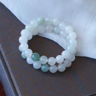 实物特别温润水透 天然天山翠圆珠款手链 女款玉石饰品礼物