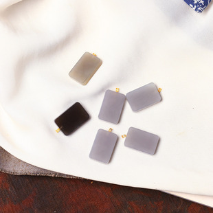 天然和田玉烟紫18K金扣头镶嵌无事牌吊坠 女款玉石锁骨链挂坠饰品