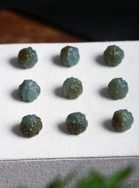 天然和田玉新疆料且末蓝糖俏色雕刻核桃珠散珠配珠diy手链材料