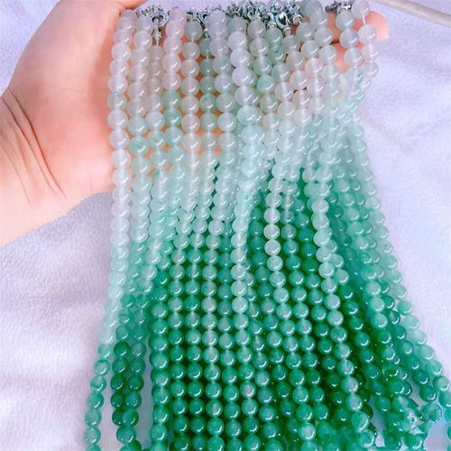 天然独龙玉冰飘花渐变款项链 女款翡翠平替高冰非洲翡翠色项链