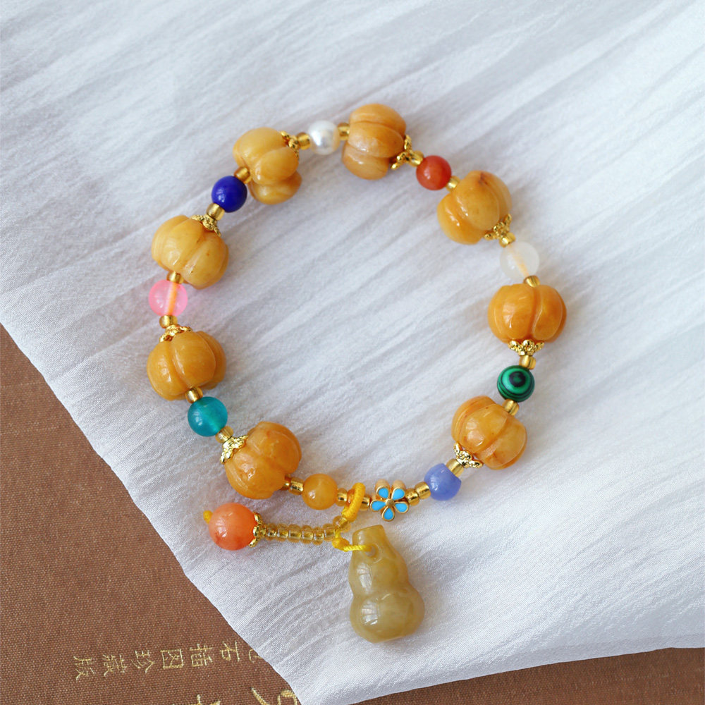 天然黄玉南瓜手链 diy水晶饰品手链 女款水晶饰品礼物