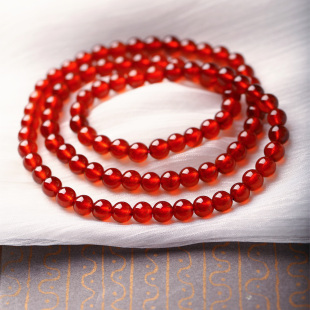 天然石榴石橙石榴石三圈手链 水晶芬达石榴石手串饰品 女款