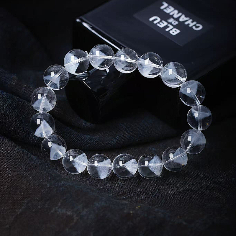 天然白水晶金字塔款手链 男女款 人造白幽灵聚宝盆金字塔手串饰品