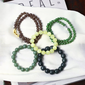 一物一图 烟灰糖料青玉碧玉和田玉单圈手链多圈珠链 孤品清仓捡漏