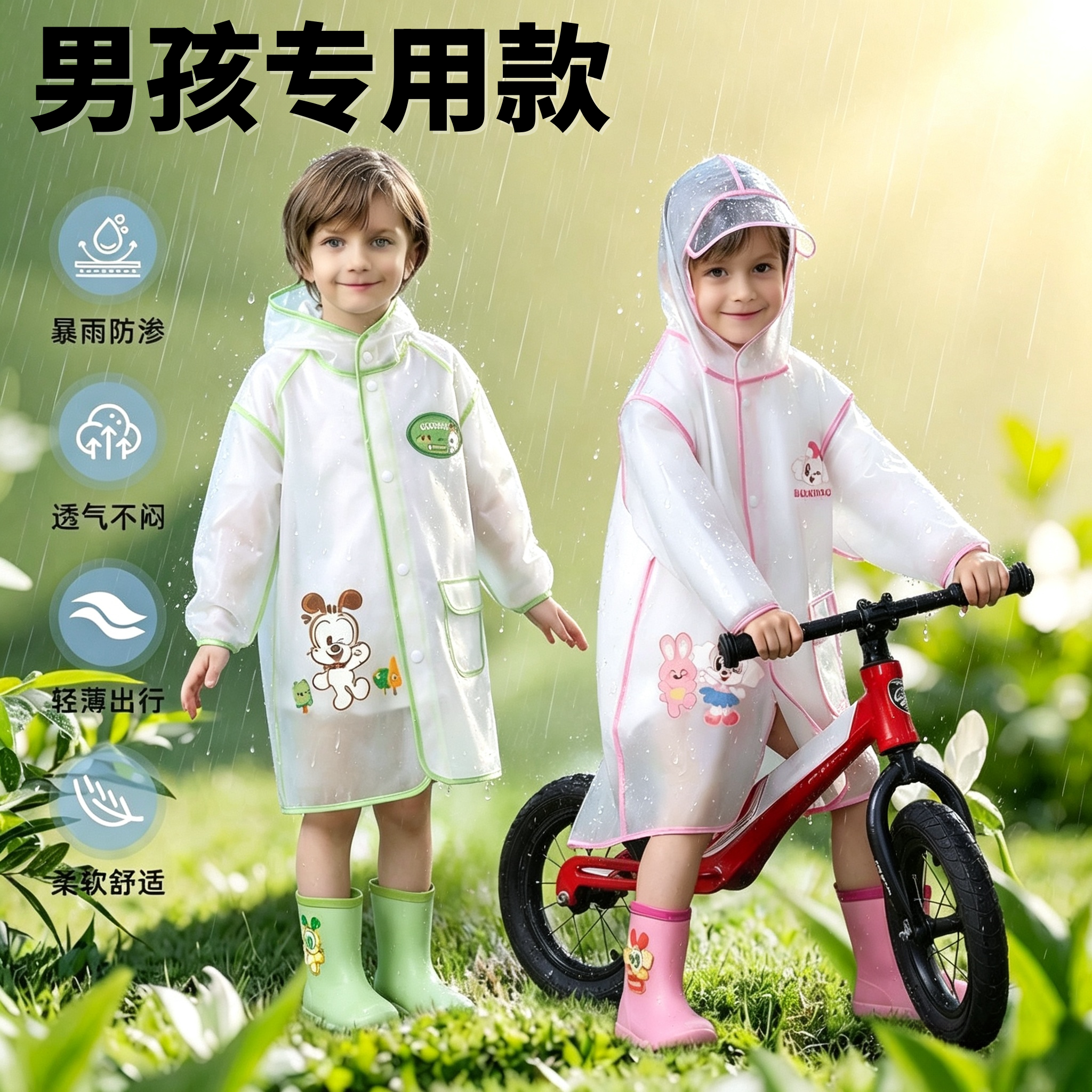 男孩雨衣折叠便携放书包不占地方