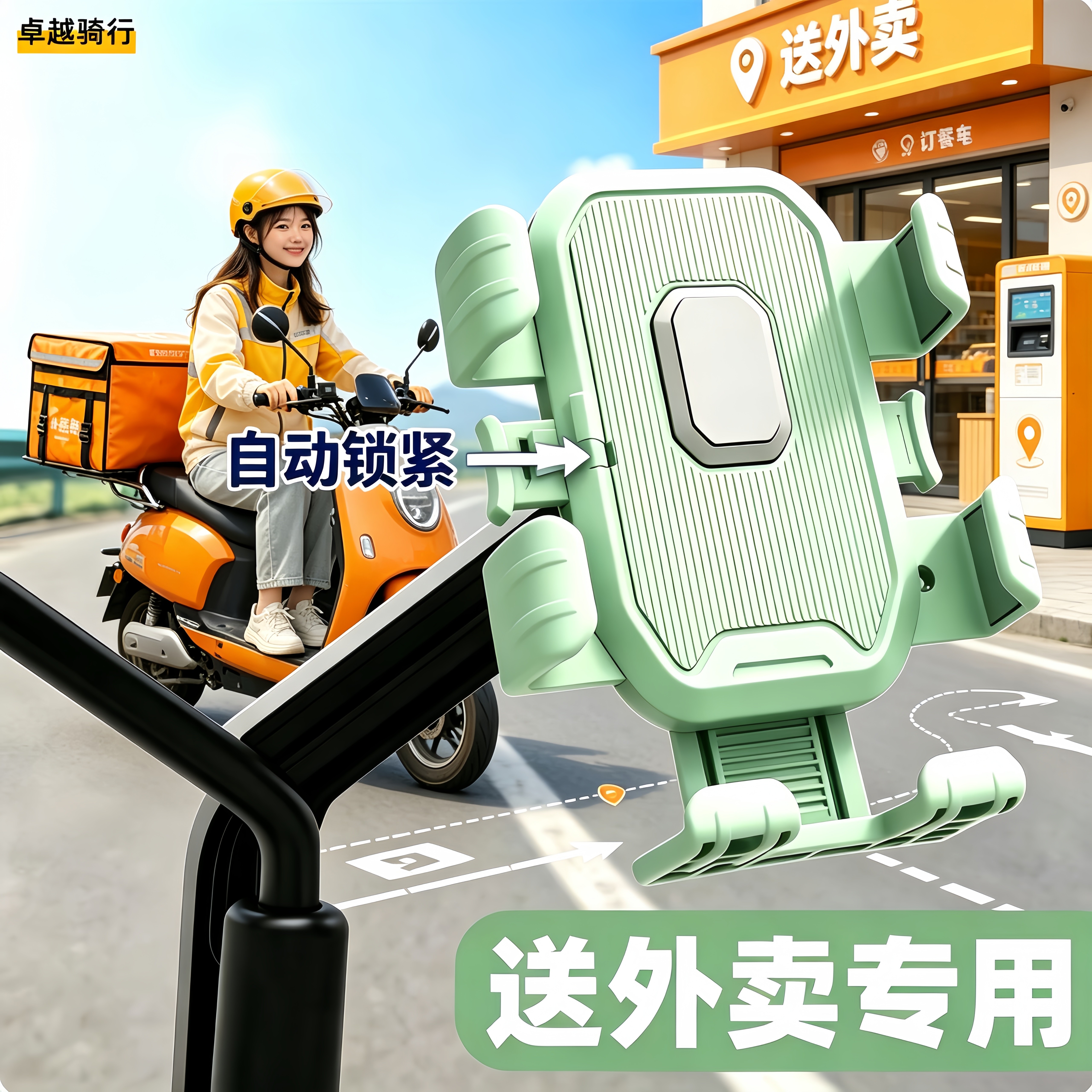 摩托车手机架外卖用防震防雨导航图片