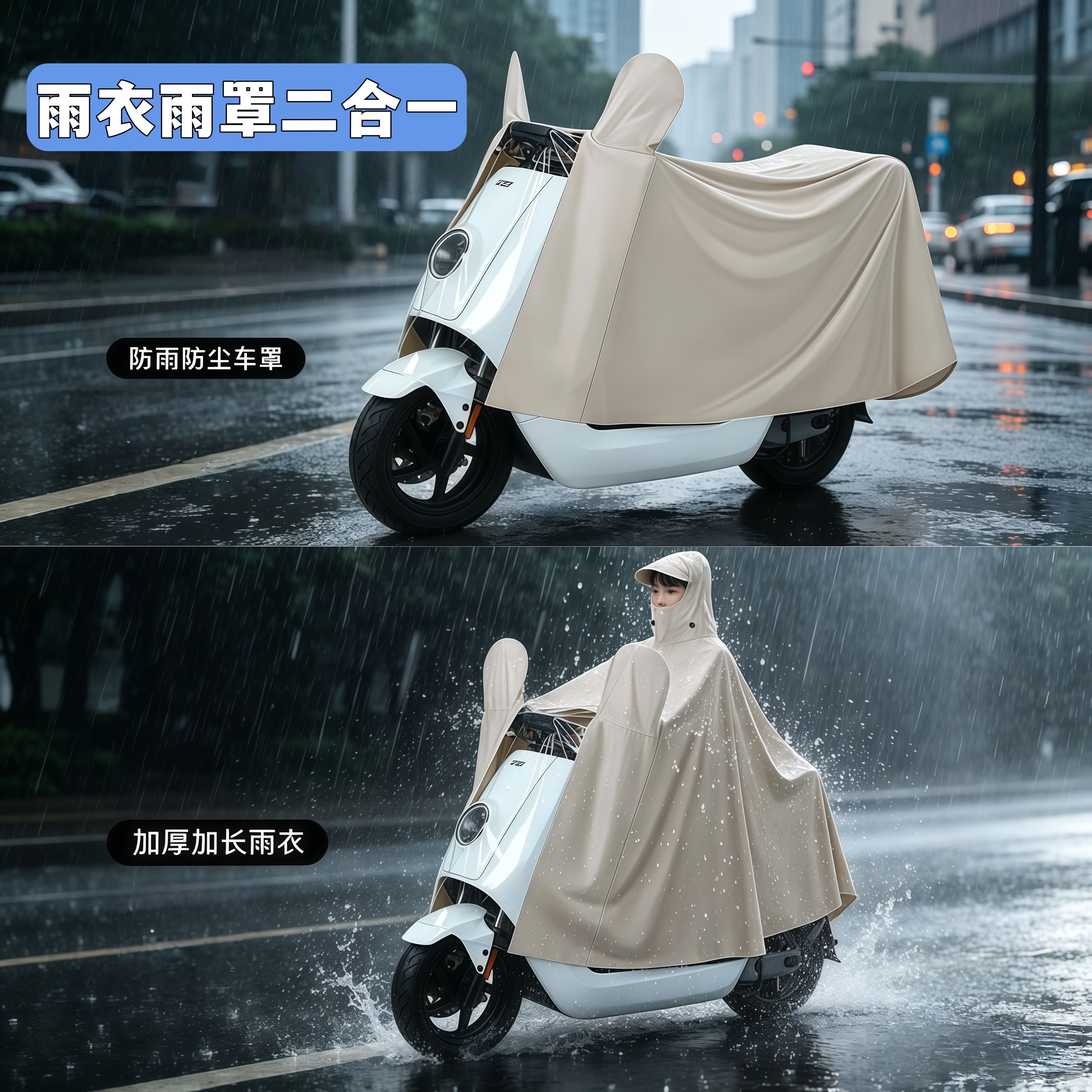 电动车雨衣雨罩二合一骑行专用款