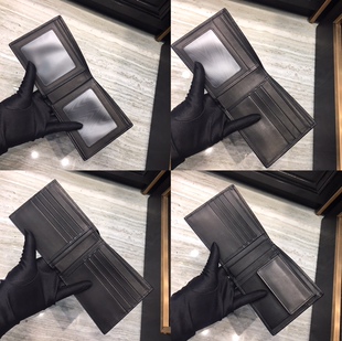 送礼！牛皮编织短款男士钱包意大利定制打蜡胎牛皮橫款2折钱票夹