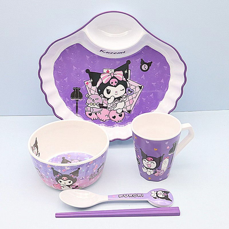 库洛米可爱饭碗杯勺餐具套装大学生宿舍儿童家用防摔食品级吃饭碗