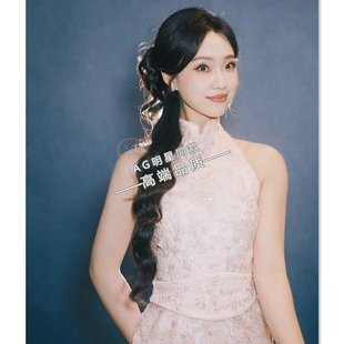 管乐2026马年春晚同款旗袍连衣裙开叉裙长裙子小礼服新娘敬酒服女