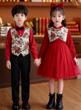 幼儿园男女童中国风主持人礼服