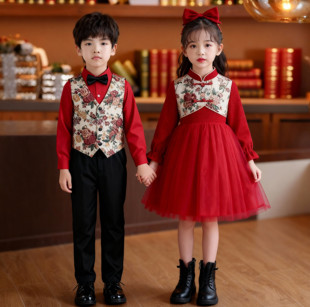 儿童合唱演出服小学生诗歌朗诵比赛幼儿园男女童中国风主持人礼服