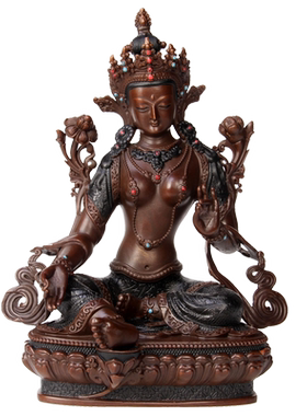 摆件纯铜车载菩萨绿度母佛像