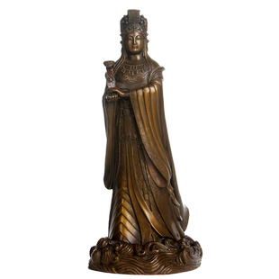 真古意 黄铜妈祖神像摆件 铜开天后圣母海神妈祖家居供奉工艺品