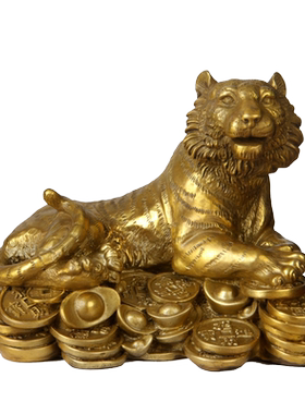 纯铜风水老虎生肖摆件工艺品