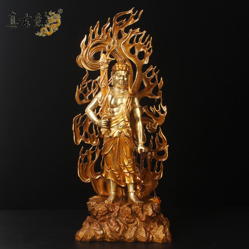 真古意 不动明王像摆件黄铜生肖鸡本命佛佛像铜佛像家居工艺摆件
