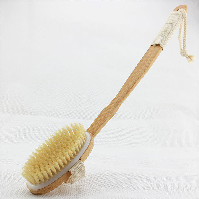超长楠竹弯柄柄猪鬃浴刷 可折卸马鬃原鬃沐浴刷 洗澡刷清洁按摩刷