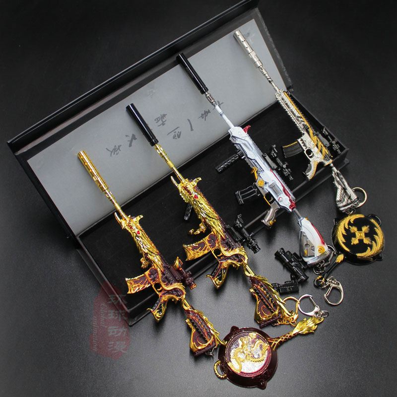 吃鸡m416五爪金龙平底锅皮肤枪模型金属玩具黄金龙骨awm桌面摆件