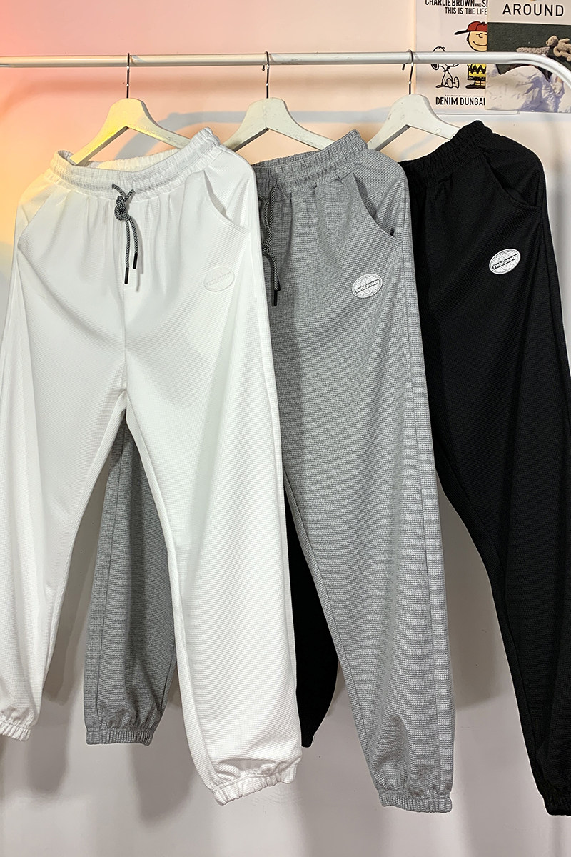 华夫格港风毛毯平铺男士卫裤ins潮流休闲卫裤束脚裤K186P30,男装休闲裤,星座1106-3（原星座1111）
