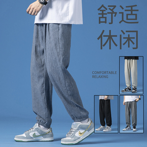 2021薄款透气舒适阔腿裤宽松棉麻男士裤子图片