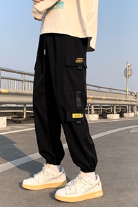 港风/男个性拼料宽松百搭多袋裤工装裤D72P35图片
