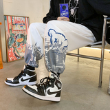 港风潮男女印花长裤宽松束脚裤一裤两穿长裤A2114P45，男装休闲裤，星座1106-3（原星座1111）